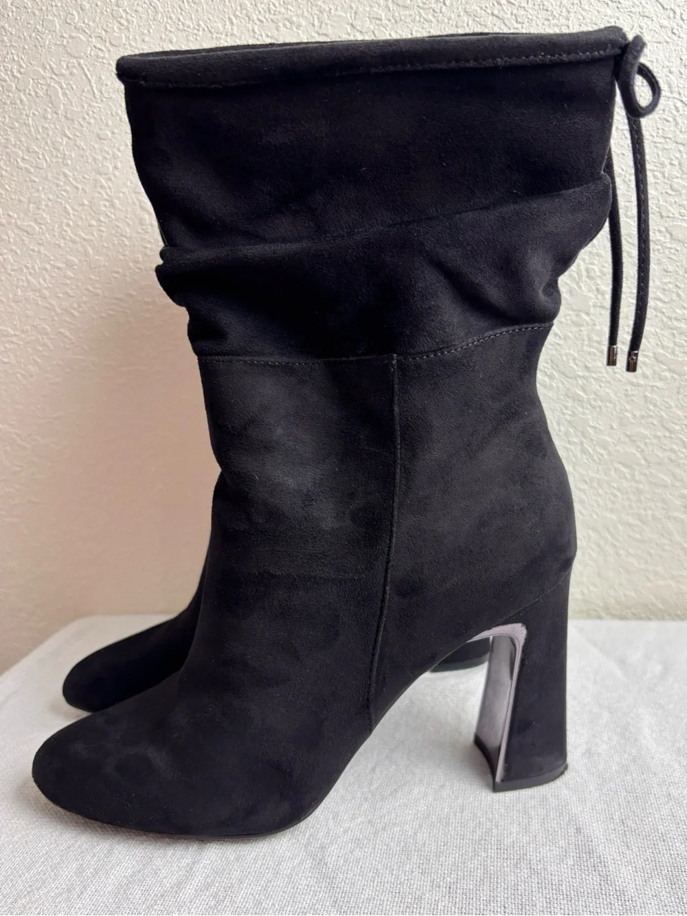 Impo Othella Black Suede Mid-Calf Boots Silver-toned Metallic Block Heel Size9.5